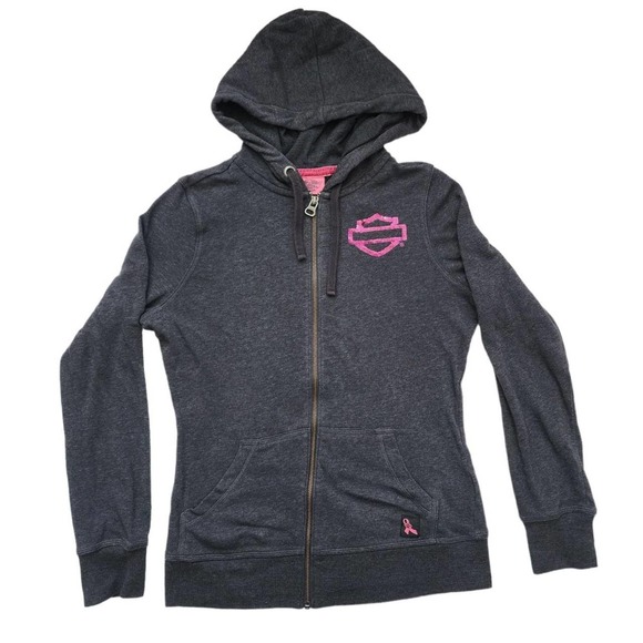 Harley Davison Breast Cancer Awareness Hooded Jacket - Picture 2 of 4